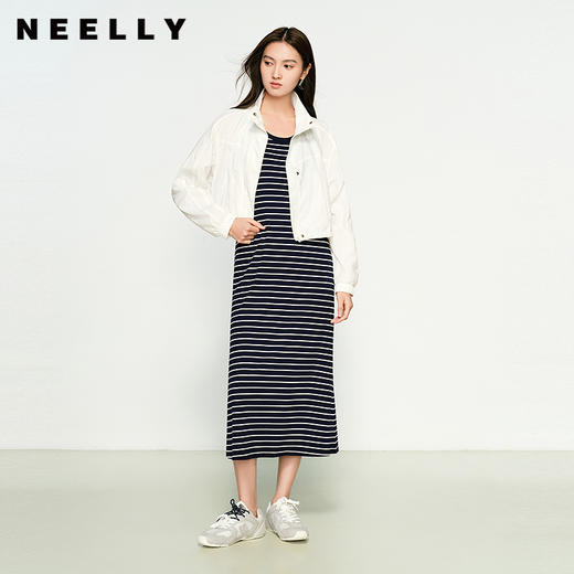 NEELLY纳俪商场同款春季新款松弛随性感条纹背心长裙女休闲A字裙N25032Y01152 商品图0