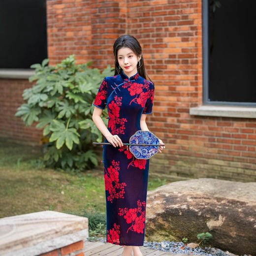 复古旗袍红色少女长款旗袍YM4032 商品图1