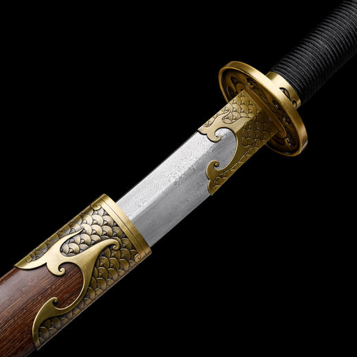 暗影战刀  汉唐刀剑 硬刀一体刀剑 花纹钢龙泉沈广隆宝刀 未开刃 商品图3