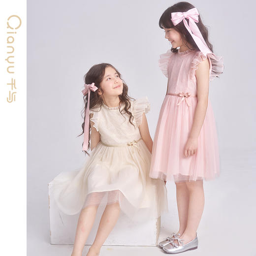 笛莎千与2025夏季新款女童甜美气质无袖蕾丝网纱连衣裙 商品图0