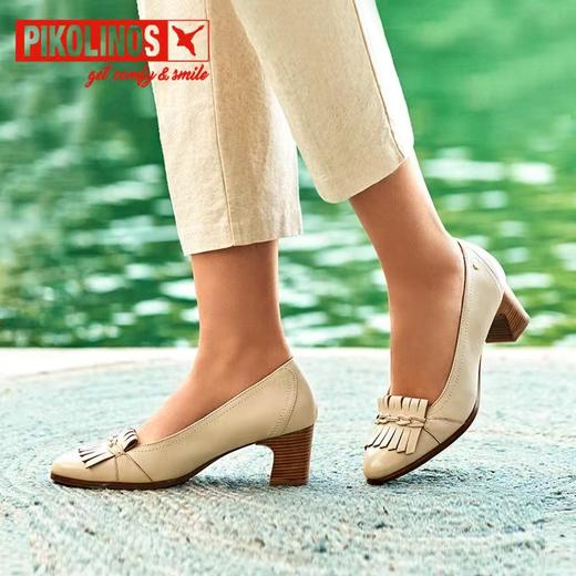 【Pikolinos】  B3F |  派高雁春季牛皮浅口粗跟套脚纯色通勤单鞋PS256207 商品图0