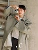 shyshystill/shy2024110002/麦绿色清新复古风格宽松中长款简约廓形风衣 商品缩略图3