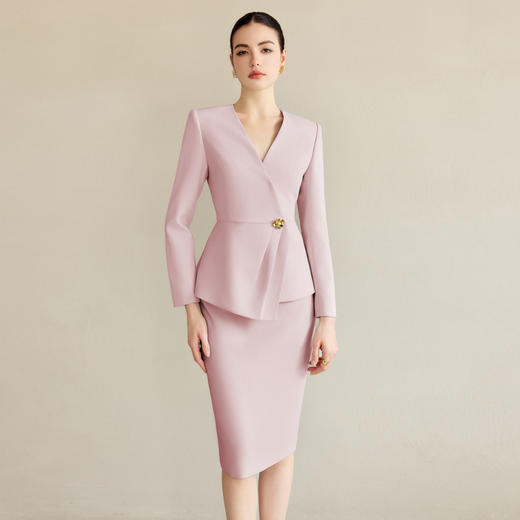 IWY/气质粉色职业装女神范正装套装女高端前台主持人工作服西装套裙CS2226 商品图0