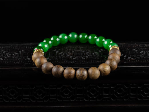 XY0038原创沉香+碧玉18K金对称款手串 商品图4