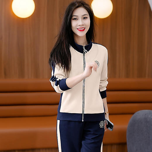 雀说运动套装女士新款立领长袖宽松显瘦外套两件套AL33018 商品图7