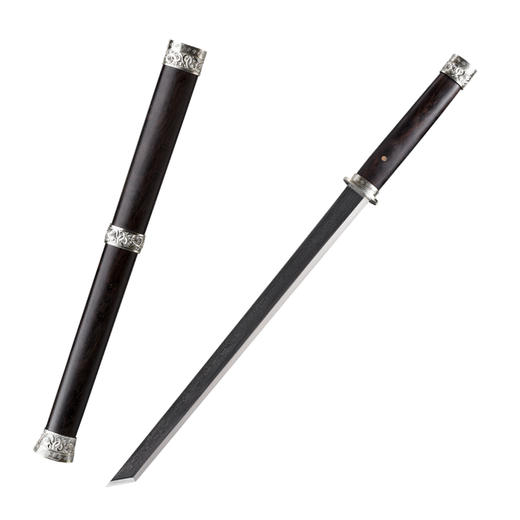 冲虚刀 汉唐刀剑 花纹钢 硬刀剑一体 龙泉沈广隆传统宝剑 未开刃 商品图5