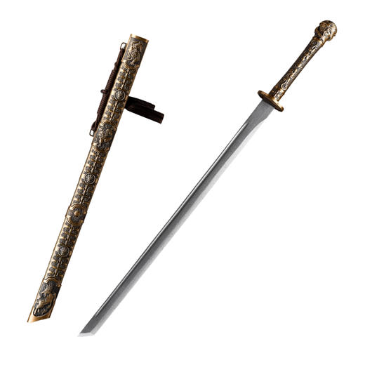 祥瑞战刀 花纹钢 唐横刀剑 龙泉沈广隆一体刀剑传统刀剑 未开刃 商品图5