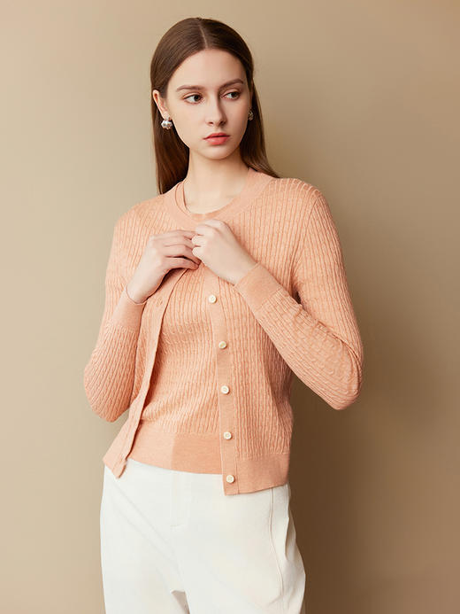 【棉质抽条开衫】25年春夏新款女士薄款圆领针织开始修身显瘦小外套 商品图1