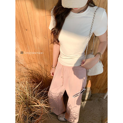 <曾小咸推荐>店铺上新百搭休闲5色脚口抽绳高腰休闲裤 商品图3