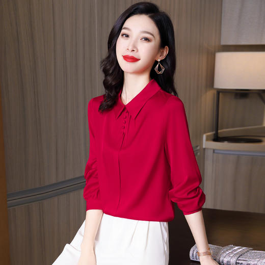 2025新款纯色优雅百塔女士真丝衬衫AES3560 商品图2