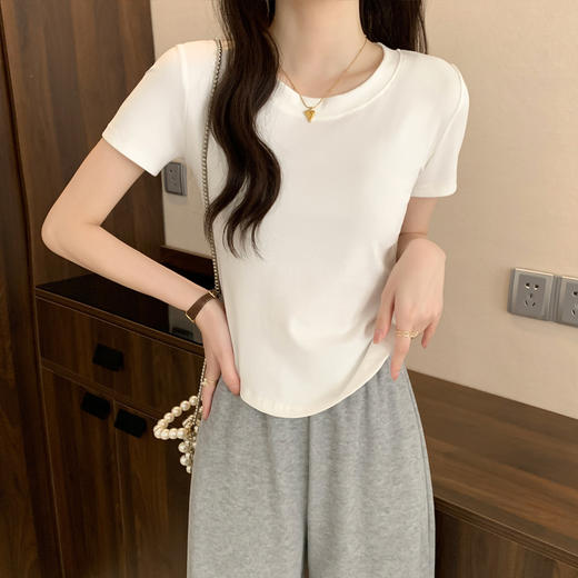 【热卖中！69/任选两件】正肩u领短袖t恤女外穿夏季新款纯棉弹力修身百搭打底爆款体恤短袖上衣。ry 商品图10