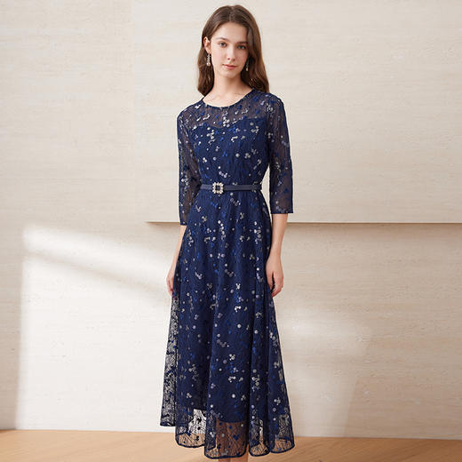 EITIE爱特爱夏季新款薄纱透视修身显瘦蕾丝礼服连衣裙7877509 商品图1