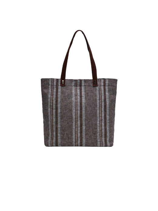 callisto咖啡色亚麻混纺手提袋 商品图0