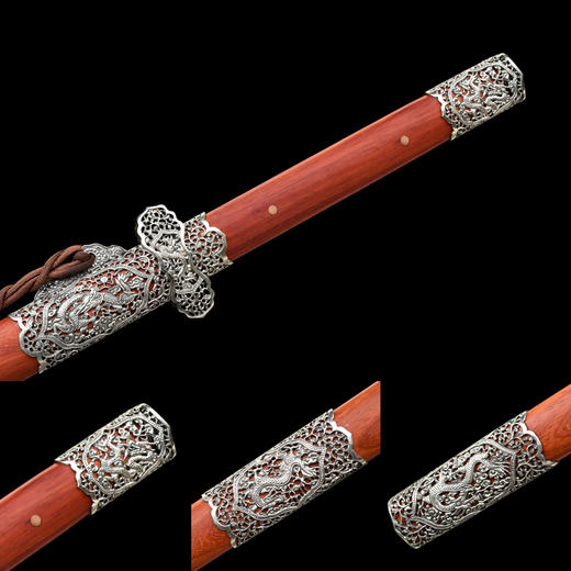 惊鸿唐刀 花纹钢 唐横刀剑 龙泉沈广隆一体刀剑传统刀剑 未开刃 商品图2