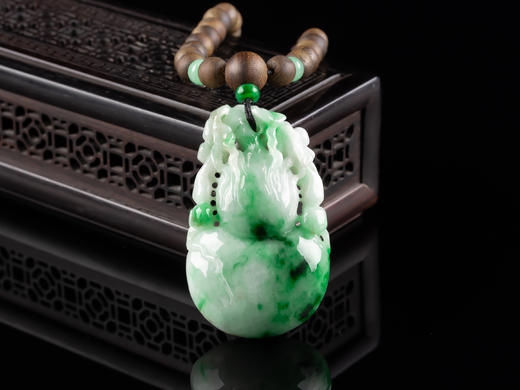 原创沉香+翡翠飘色大葫芦挂件 商品图2