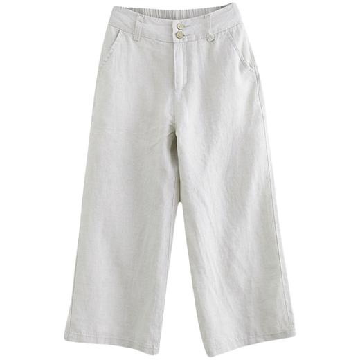 雀说新款文艺宽松纯色棉麻松紧腰直筒裤长裤女休闲裤AL9202 商品图4