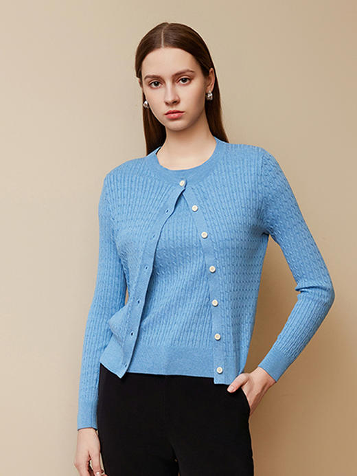 【棉质抽条开衫】25年春夏新款女士薄款圆领针织开始修身显瘦小外套 商品图4