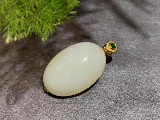 【御珠宫坊】金镶羊脂白玉吊坠 商品图2