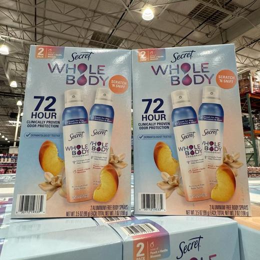 到手价299元 Secret Whole Body全身止汗香体喷雾99克*2瓶 无铝配方 全身保持干爽72小时持久清新散发迷人淡淡的清香  美国代购，无中文标签，介意慎拍 商品图3
