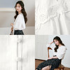 【严选】诗凡黎镂空蕾丝灯笼袖圆领衬衫2025年春新款浪漫法式流行百搭衬衣7G3120031 商品缩略图3