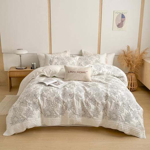 林夕-水洗全棉花卉绗缝床盖夏被五件套挚爱-250*250cm【CP】 商品图0