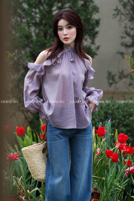 【门店同款】ENJOY春季“绮梦繁花”手工钉花上衣 161903016 商品图0