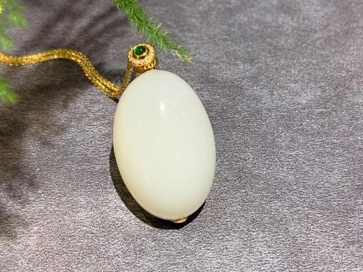 【御珠宫坊】金镶羊脂白玉吊坠 商品图0