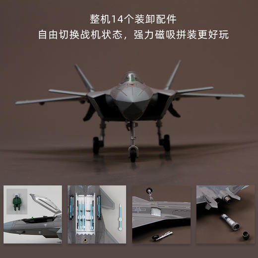 特尔博-长春航展、九三阅兵纪念品 1:72拼装版歼20战斗机合金飞机模型 仿真航模收藏款送礼佳品摆件 商品图3