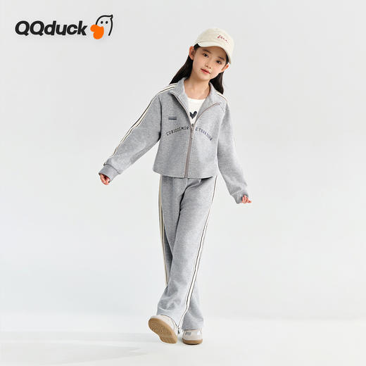 【清仓捡漏】【两件套】【130-165】【可可鸭】女童春秋休闲运动套装开衫外套直筒阔腿裤 商品图1