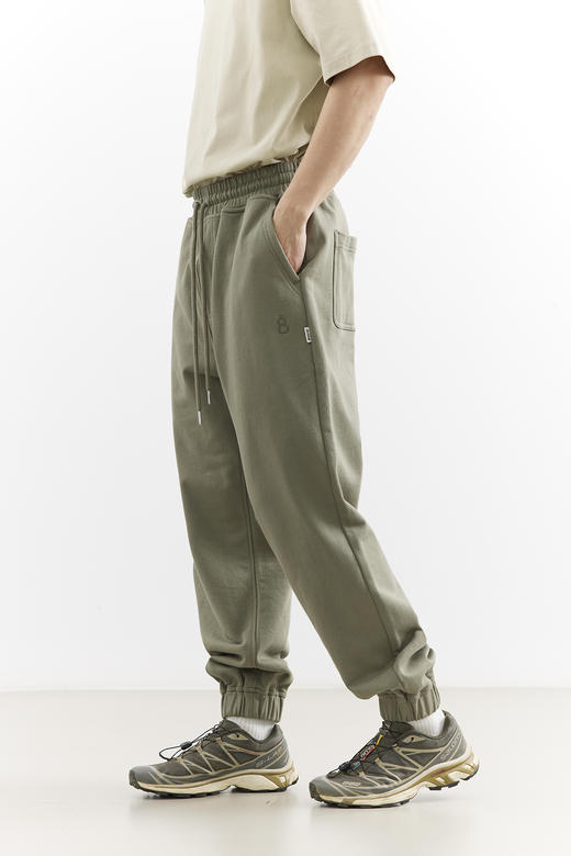 吃茶去chichaqu25经典宽松休闲百搭刺绣全棉束脚长卫裤复古城市 商品图3