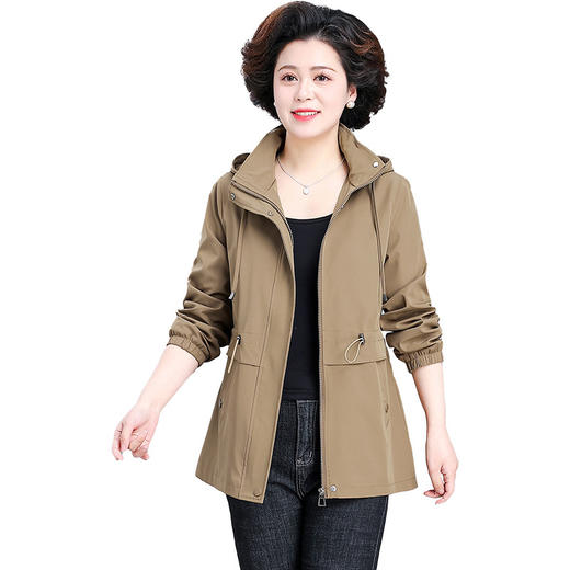 MW896801 婆婆妈妈春装洋气外套2025新款中老年女装连帽开衫夹克短款上衣服 商品图4