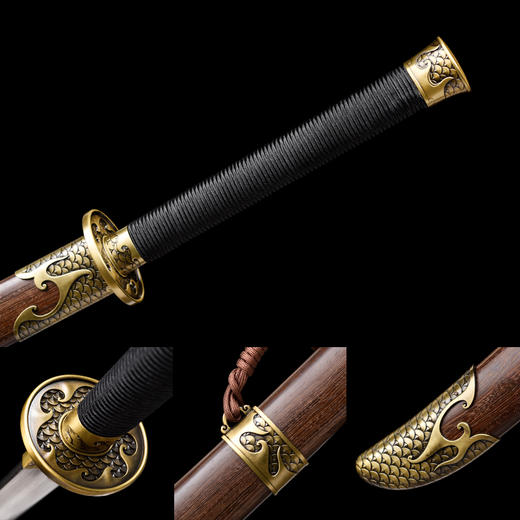 暗影战刀  汉唐刀剑 硬刀一体刀剑 花纹钢龙泉沈广隆宝刀 未开刃 商品图2