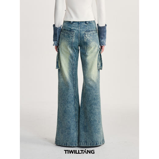 TIWILLTANG启世录“层序兼容”复古水洗宽松阔腿牛仔裤 商品图2