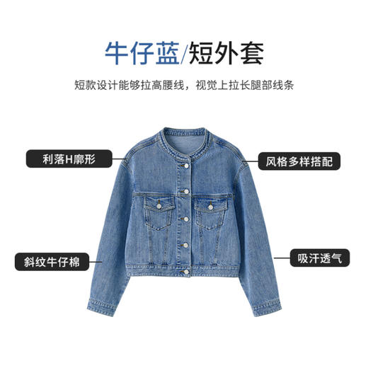 【商场同款】CNJ5283 “去班味牛仔衣”  截短式圆领牛仔外套 商品图5