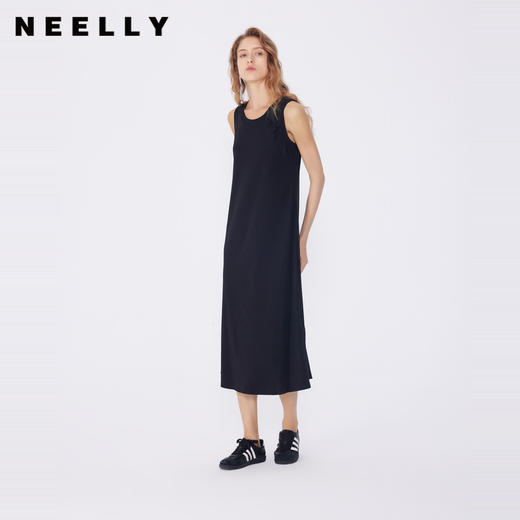 NEELLY纳俪商场同款春季新款高级简约设计感连衣裙女显瘦个性长裙N25034Y04602 商品图0