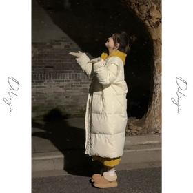 【泡芙初雪】时尚韩版宽松立领外套中长款羽绒服休闲时尚宽松