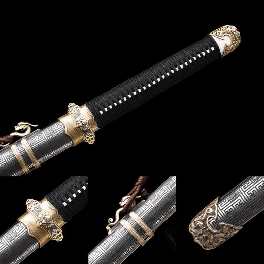 虎魄唐刀 花纹钢 唐横刀剑 龙泉沈广隆一体刀剑传统刀剑 未开刃 商品图2