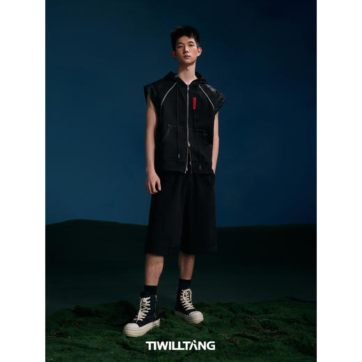 启世录TIWILLTANG“分界矩阵”分割连帽开衫套装背心卫裤两件套 商品图4