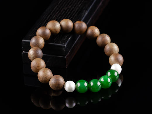 XY0275原创沉香+碧玉珍珠单圈手串 商品图2