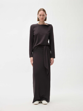 抽皱拼接慵懒长裙