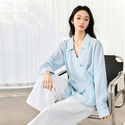 IC新中式围裹绑带衬衫女新款百搭显瘦收腰设计感小众上衣 商品图2