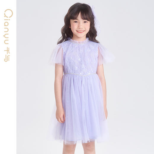 笛莎千与2025夏季新款女童甜美公主蕾丝网纱连衣裙 商品图2