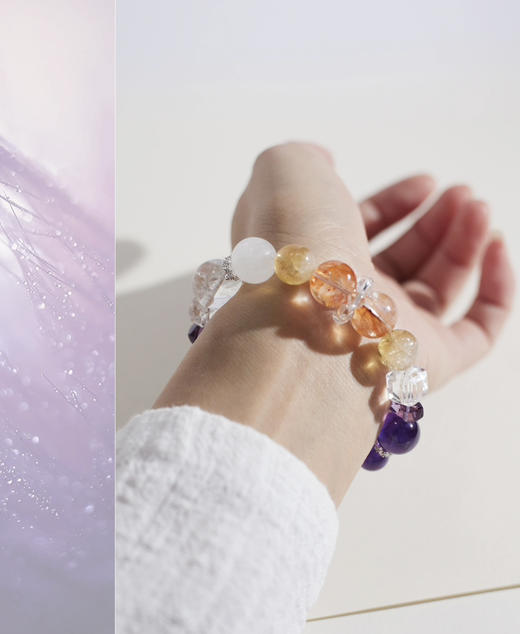 【事业情商智慧】天然乌拉圭巴西紫水晶10mm 有证书！胶花白幽灵黄阿塞手串时尚饰品手链 商品图2