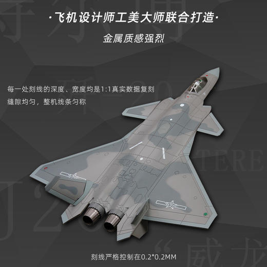 特尔博-长春航展、九三阅兵纪念品 1:72拼装版歼20战斗机合金飞机模型 仿真航模收藏款送礼佳品摆件 商品图0