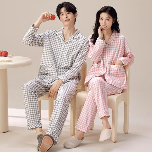 选择款式和尺码请参考详情！【MUMIANER牧棉儿--情侣款软糯印花纯棉家居服】软糯丝滑舒适棉质 自带隐形胸垫亲肤不跑杯 轻盈透气吸湿 “氧气家居” 宽松休闲可外穿懒人家居套装 商品图1