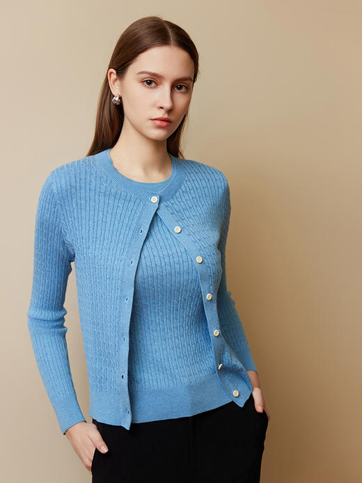 【棉质抽条开衫】25年春夏新款女士薄款圆领针织开始修身显瘦小外套 商品图3