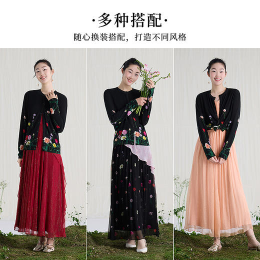 【林栖设计小店】【现货】复古玫瑰印花绵羊毛开衫2025春夏新品优雅气质显瘦毛织外套女1952304 商品图1