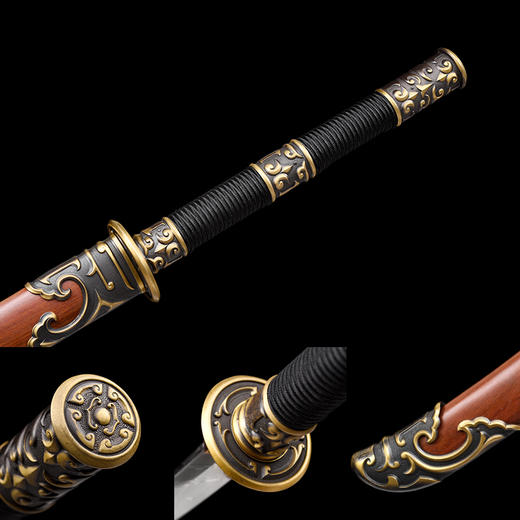 闪电明刀 花纹钢 唐横刀剑 龙泉沈广隆一体刀剑传统刀剑 未开刃 商品图2