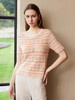 【条纹镂空针织套衫】25年春夏新品女士棉质圆领针织套衫短袖条纹衫 商品缩略图1