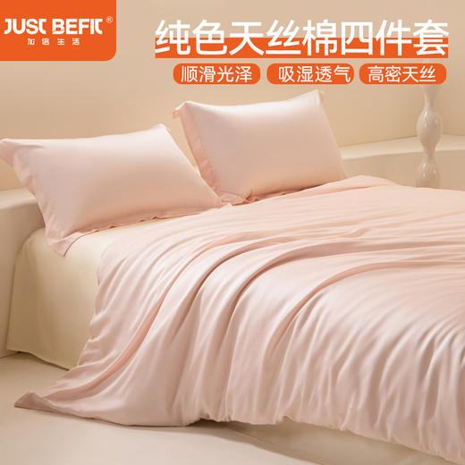 【品牌直发】加倍生活 兰精天丝棉纯色四件套 柔软顺滑 现代典雅 轻奢质感  吸湿透气 床单床笠可选 商品图0